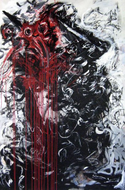 DIABOLISCH, Acryl auf Baumwolle, 200 x 130 cm